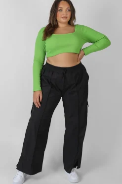 Public Desire Curve Long Sleeve Square Neck Crop Top | Women Curve