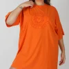 Public Desire Curve Manhattan Embroidered Oversized T-Shirt Dress | Women Curve