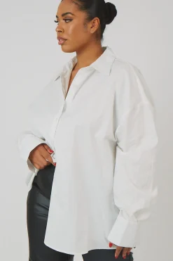 Public Desire Curve Oversized Poplin Shirt | Women Curve