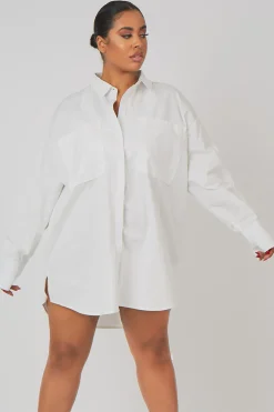 Public Desire Curve Oversized Poplin Shirt Dress | Women Curve