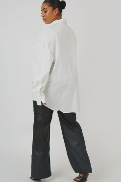 Public Desire Curve Oversized Poplin Shirt | Women Curve