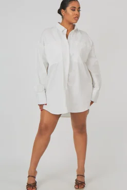 Public Desire Curve Oversized Poplin Shirt Dress | Women Curve