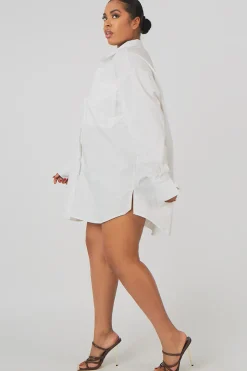 Public Desire Curve Oversized Poplin Shirt Dress | Women Curve