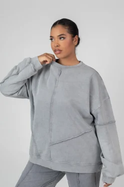 Public Desire Curve Oversized Raw Edge Sweatshirt Acid | Women Curve