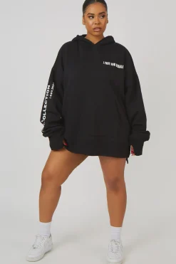 Public Desire Curve Oversized Text Hoody | Women Curve
