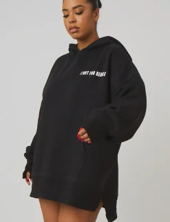 Public Desire Curve Oversized Text Hoody | Women Curve