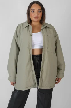 Public Desire Curve Padded Oversized Shacket Elm | Women Curve