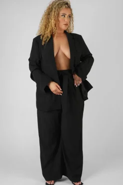 Public Desire Curve Premium Tie Waist Wide Leg Trousers | Women Curve