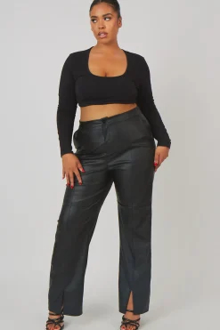 Public Desire Curve Pu Seam Front Split Detail Trousers | Women Curve