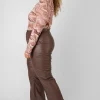 Public Desire Curve Pu Seam Front Split Detail Trousers Chocolate | Women Curve