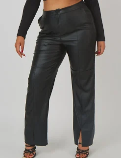 Public Desire Curve Pu Seam Front Split Detail Trousers | Women Curve