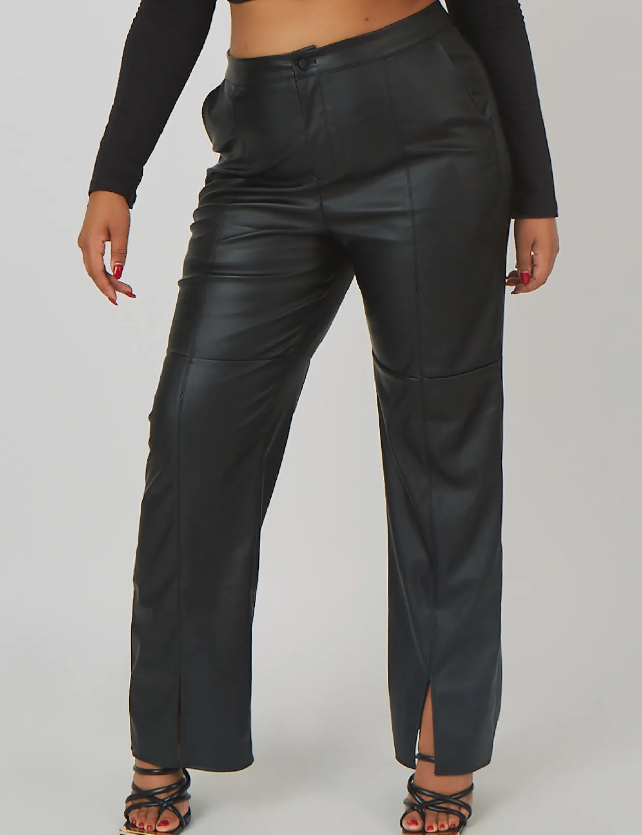 Public Desire Curve Pu Seam Front Split Detail Trousers | Women Curve