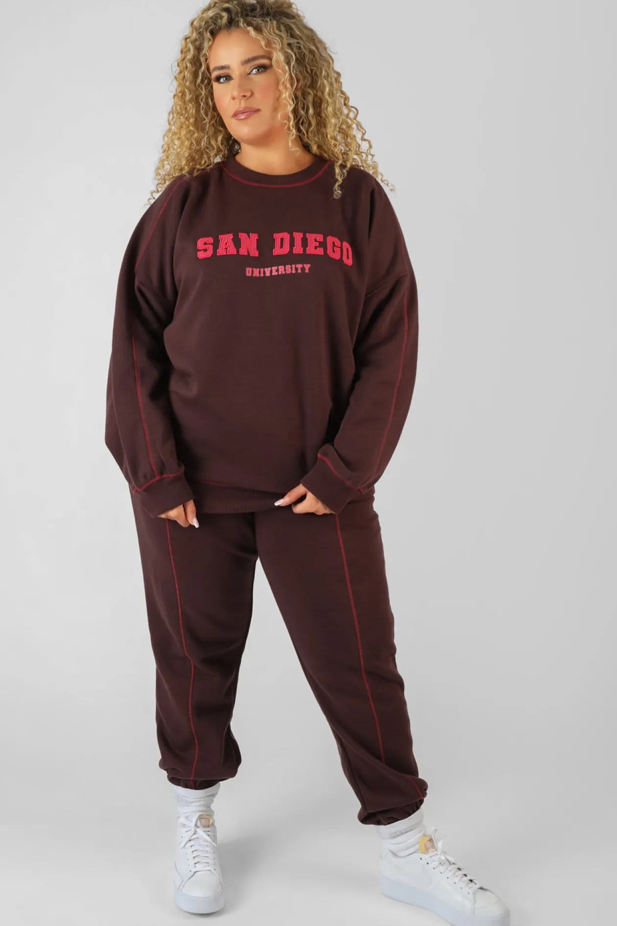 Public Desire Curve San Diego Contrast Stitch Sweatshirt | Women Sweatshirt & Hoodies
