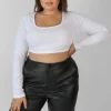 Public Desire Curve Scoop Neck Long Sleeve Crop Top | Women Curve