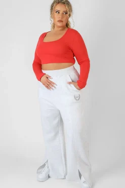 Public Desire Curve Scoop Neck Long Sleeve Crop Top | Women Curve
