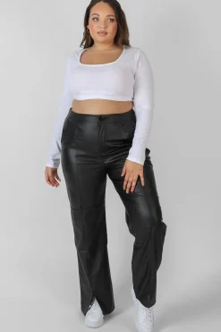 Public Desire Curve Scoop Neck Long Sleeve Crop Top | Women Curve