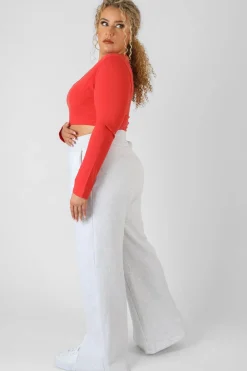 Public Desire Curve Scoop Neck Long Sleeve Crop Top | Women Curve