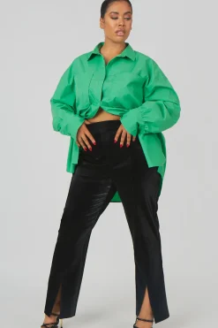 Public Desire Curve Snakeskin Pu Split Hem Trousers | Women Curve