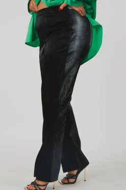 Public Desire Curve Snakeskin Pu Split Hem Trousers | Women Curve