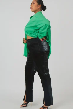 Public Desire Curve Snakeskin Pu Split Hem Trousers | Women Curve
