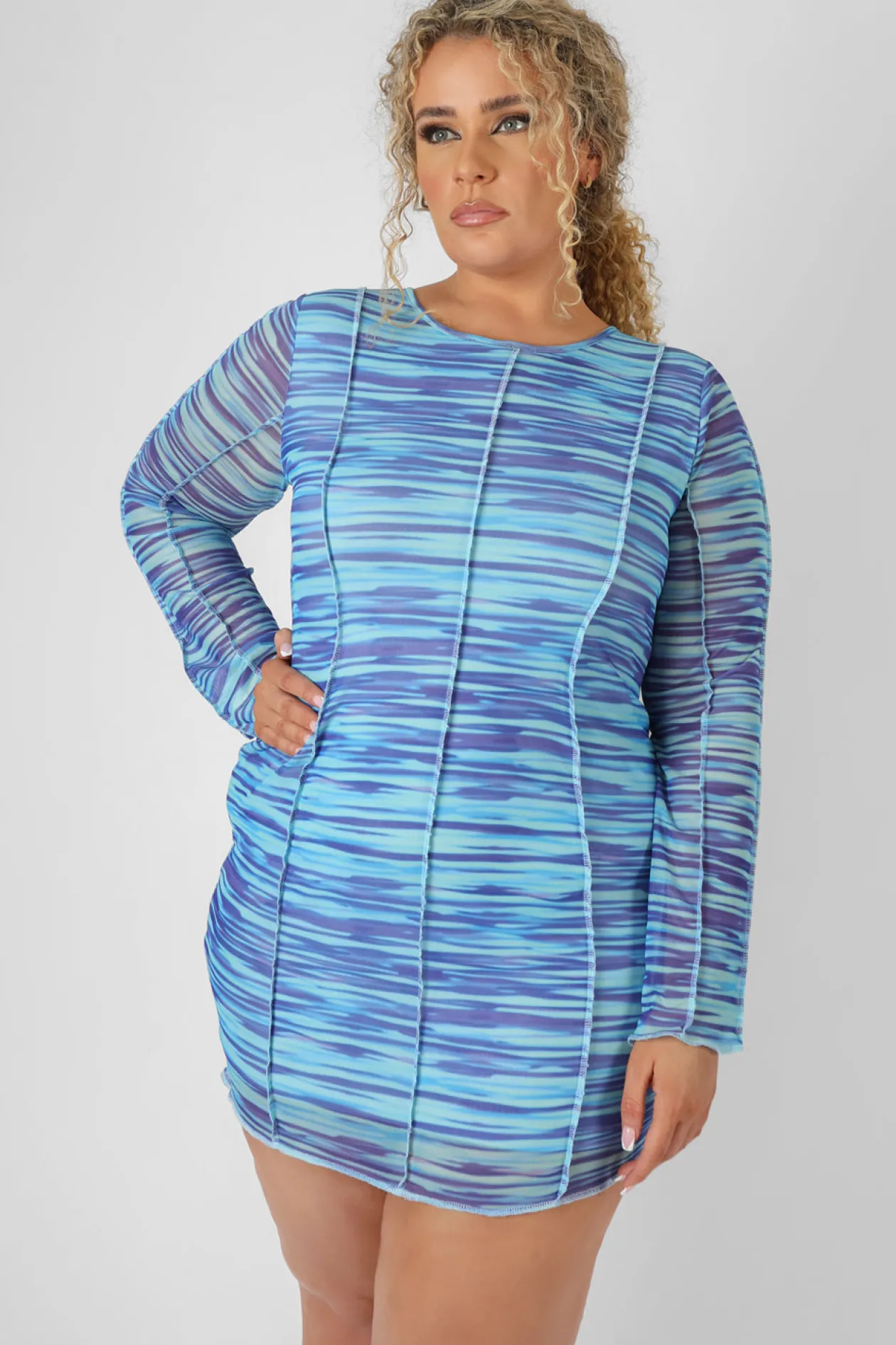 Public Desire Curve Space Dye Print Mesh Dress | Women Curve