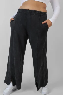 Public Desire Curve Split Front Seam Detail Wide Leg Joggers Acid Wash | Women Curve