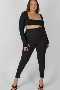 Public Desire Curve Thick Waistband Ribbed Leggings | Women Curve