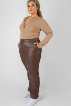 Public Desire Curve Zip Front Ribbed Bodysuit Light | Women Curve