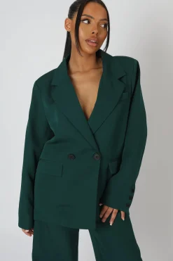 Public Desire Dad Blazer Forest Green | Women Outerwear & Jackets