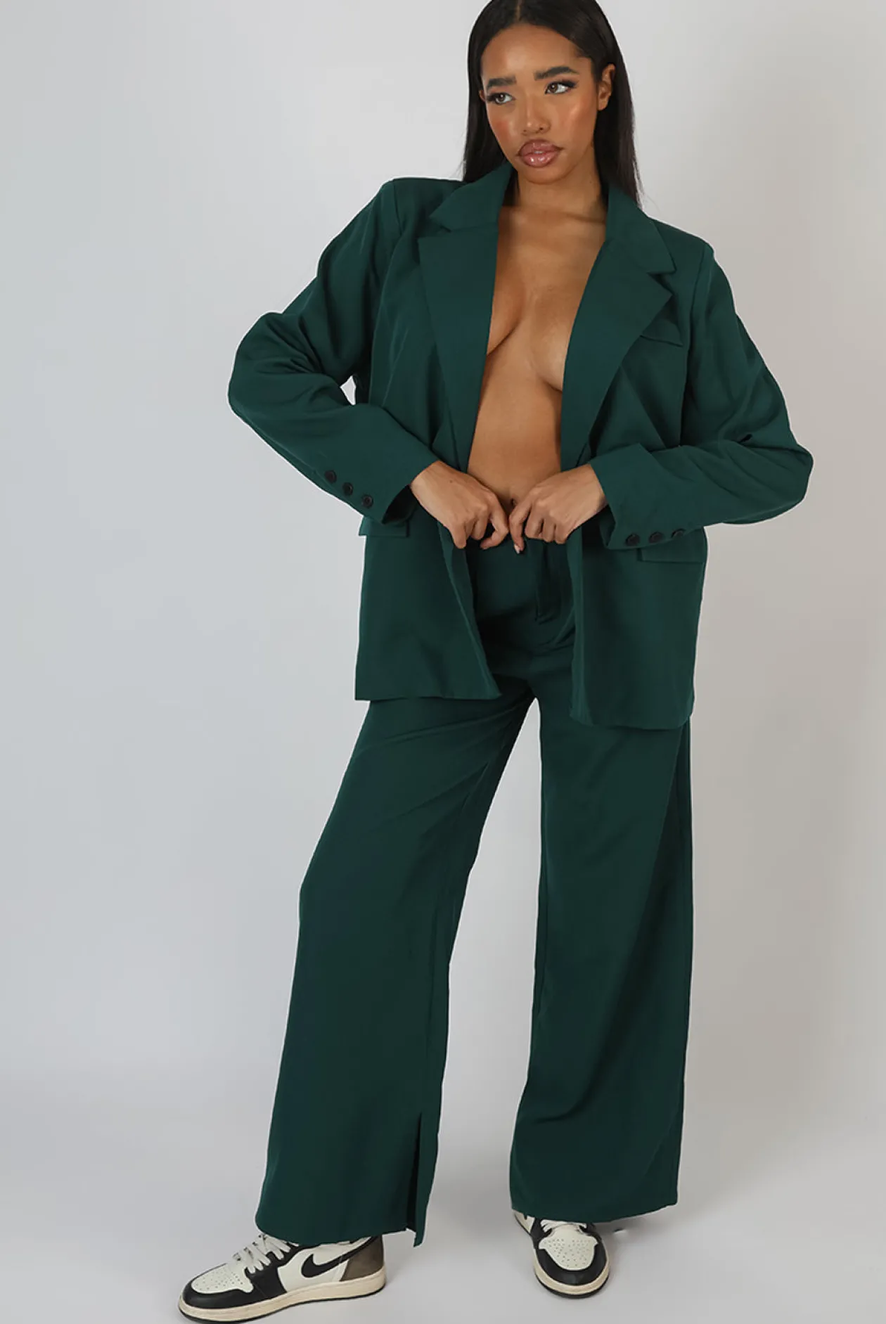 Public Desire Dad Blazer Forest Green | Women Outerwear & Jackets