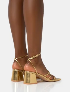 Public Desire Dayla Strappy Square Toe Block Mid Heel Sandals | Women Strappy Sandals