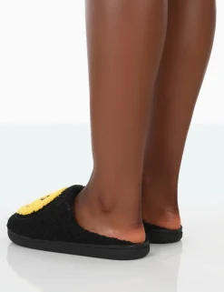 Public Desire Daze Printed Smiley Face Slippers | Women Slippers