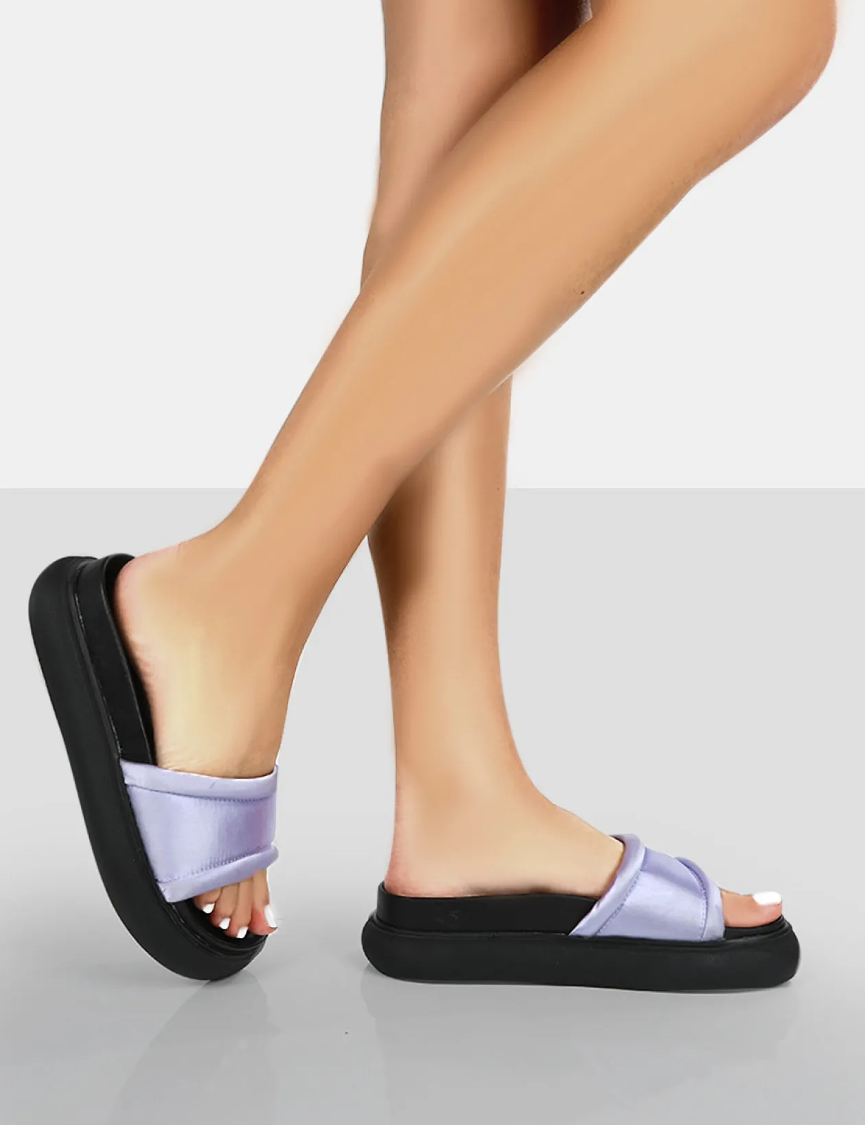 Public Desire Demi Satin Slider Sandals | Women Chunky Sandals