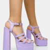 Public Desire Denver Woven Double Platform Sandal Heels | Women Platform Heels