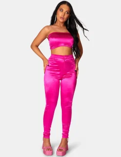 Public Desire Disco Skinny Leg Trousers Pink | Women Trousers
