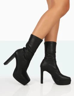 Public Desire Domini Pu Platform Ankle Slim Heeled Boots | Women Heeled Boots