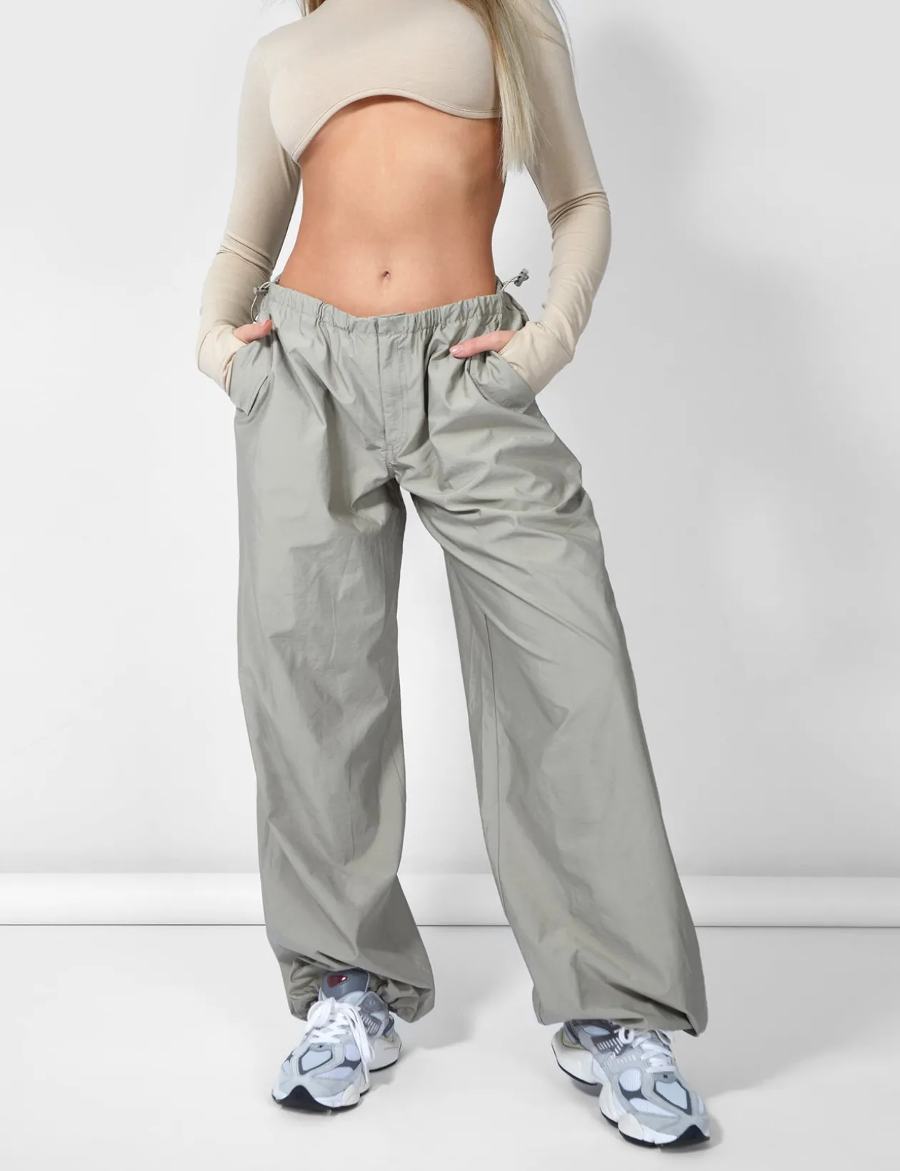 Public Desire Drawstring Waist Parachute Cargo Trousers | Women Trousers