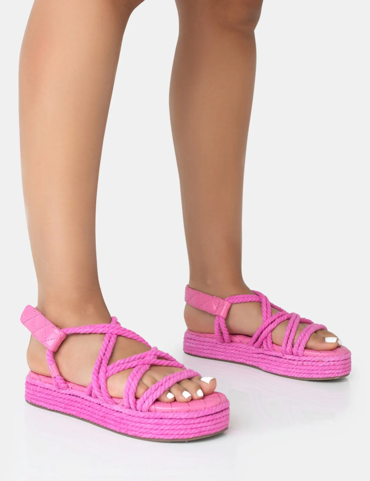 Public Desire Duffy Rope Flat Dad Sandals | Women Sliders