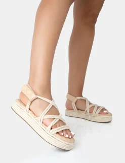 Public Desire Duffy Rope Flat Dad Sandals | Women Sandals