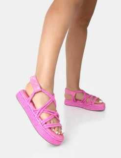 Public Desire Duffy Rope Flat Dad Sandals | Women Sliders