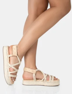 Public Desire Duffy Rope Flat Dad Sandals | Women Sandals