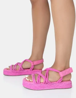 Public Desire Duffy Rope Flat Dad Sandals | Women Sliders