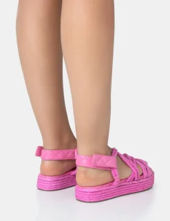 Public Desire Duffy Rope Flat Dad Sandals | Women Sliders