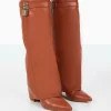 Public Desire Echo Grain Pu Pointed Toe Knee High Block Boots | Women Knee High Boots