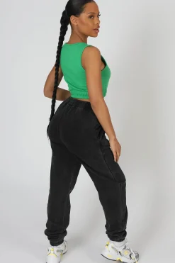 Public Desire Elasticated Waist Sweat Scoop Neck Crop Top | Women Tops