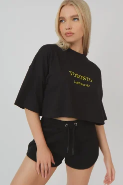 Public Desire Embroidered Slogan Cropped T-Shirt | Women Tops