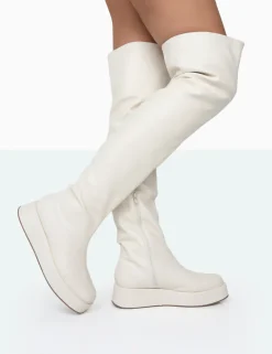 Public Desire Erica Pu Chunky Platform Sole Over The Knee Boots | Women Over The Knee Boots