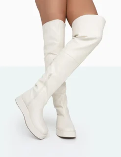 Public Desire Erica Pu Chunky Platform Sole Over The Knee Boots | Women Over The Knee Boots