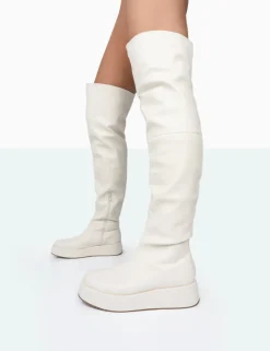 Public Desire Erica Pu Chunky Platform Sole Over The Knee Boots | Women Over The Knee Boots