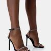 Public Desire Evan Pu Diamante Barely There Square Toe Stiletto Heels | Women Barely There Heels
